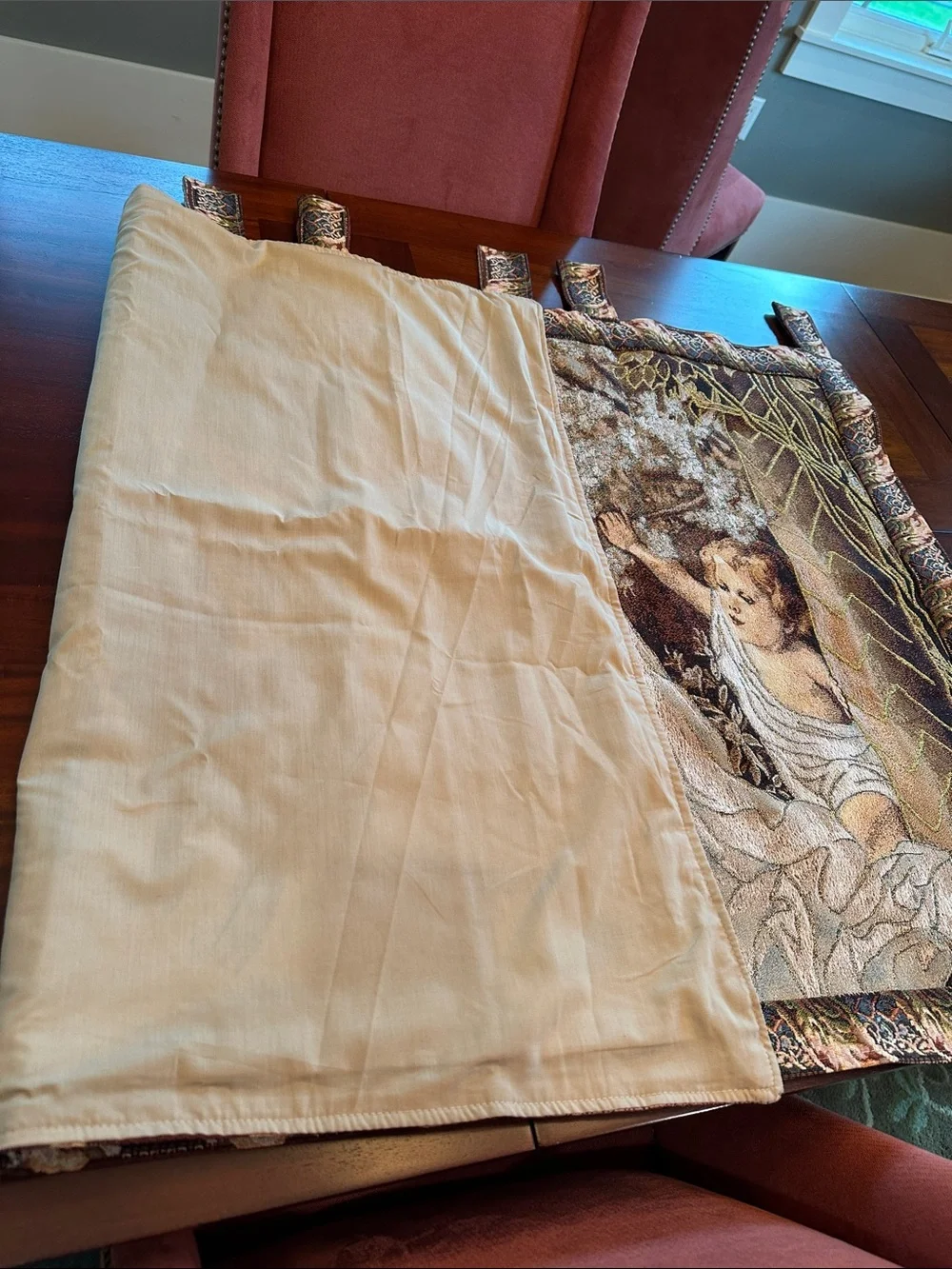 Religious Tapestry-Tache Home Decor “Christ Among The Blossom Mary & Child Jesus